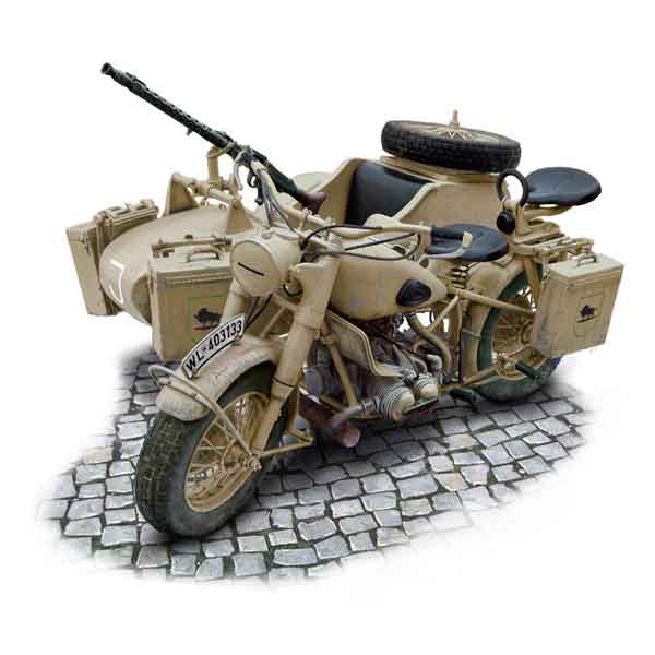 BMW R75 German Military Motorcycle with side car Italeri Scala 1:9 7403